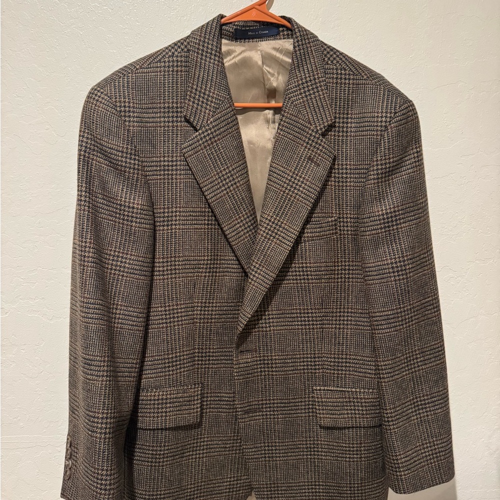 Classic Chaps Brown Plaid Wool Men's Blazer